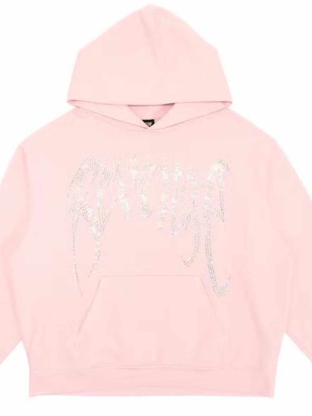 Pink Hoodie with Rhinestone Script